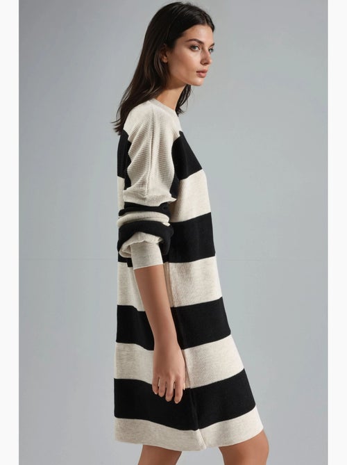 Gestreepte mini-jurk met ronde hals my fashion - Kiabi Gestreepte mini-jurk met ronde hals my fashion - Kiabi