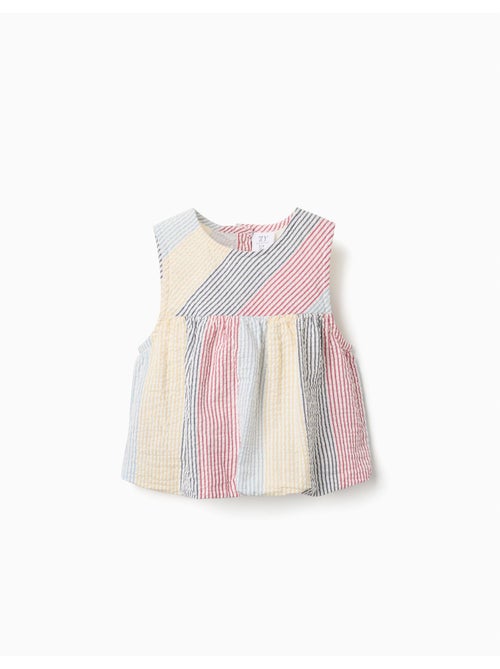 Gestreepte mouwloze katoenen blouse You&Me - Kiabi Gestreepte mouwloze katoenen blouse You&Me - Kiabi