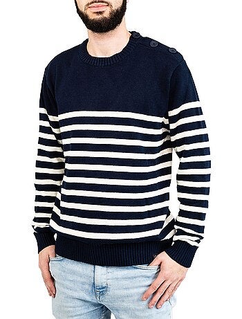 Gestreepte of effen 'breizh ocean' matrozentrui voor heren, wintertrui voor heren