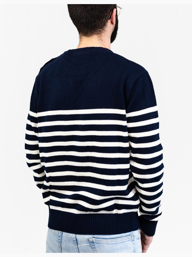 Gestreepte of effen 'breizh ocean' matrozentrui voor heren, wintertrui voor heren Marineblauw/Ecru - Kiabi
