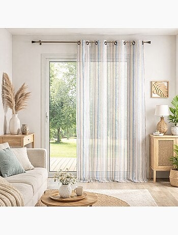Gestreepte organza voile met oogjes