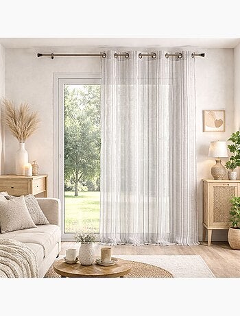 Gestreepte organza voile met oogjes