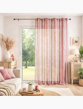 Gestreepte organza voile met oogjes