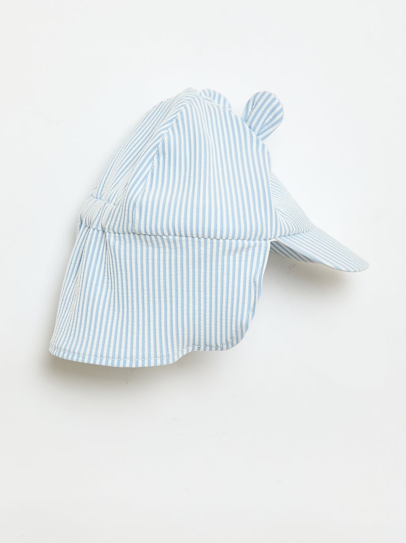 Gestreepte pet met nekbescherming en oortjes Blauw - Kiabi