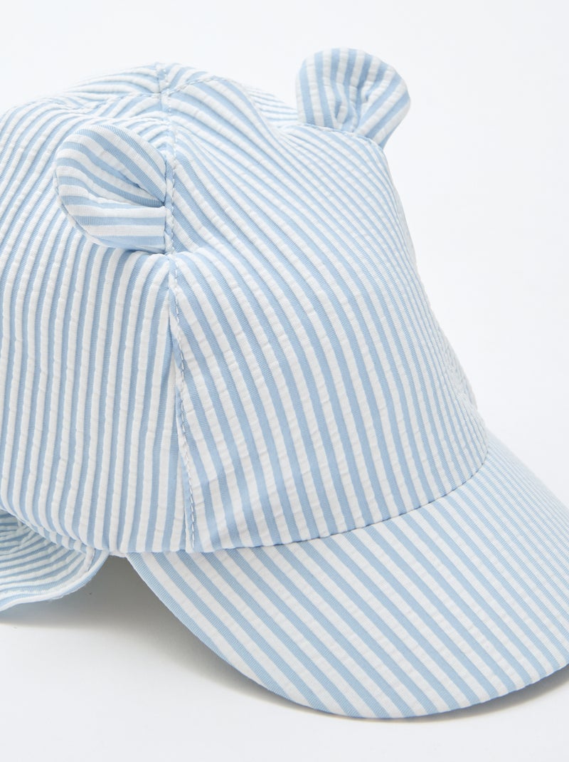 Gestreepte pet met nekbescherming en oortjes Blauw - Kiabi