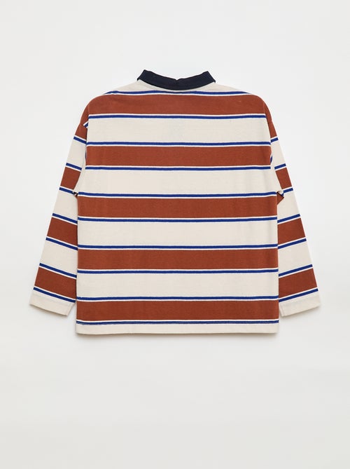 Gestreepte polo van jersey met lange mouwen - Kiabi