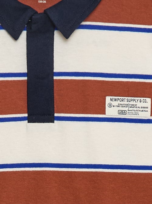 Gestreepte polo van jersey met lange mouwen - Kiabi