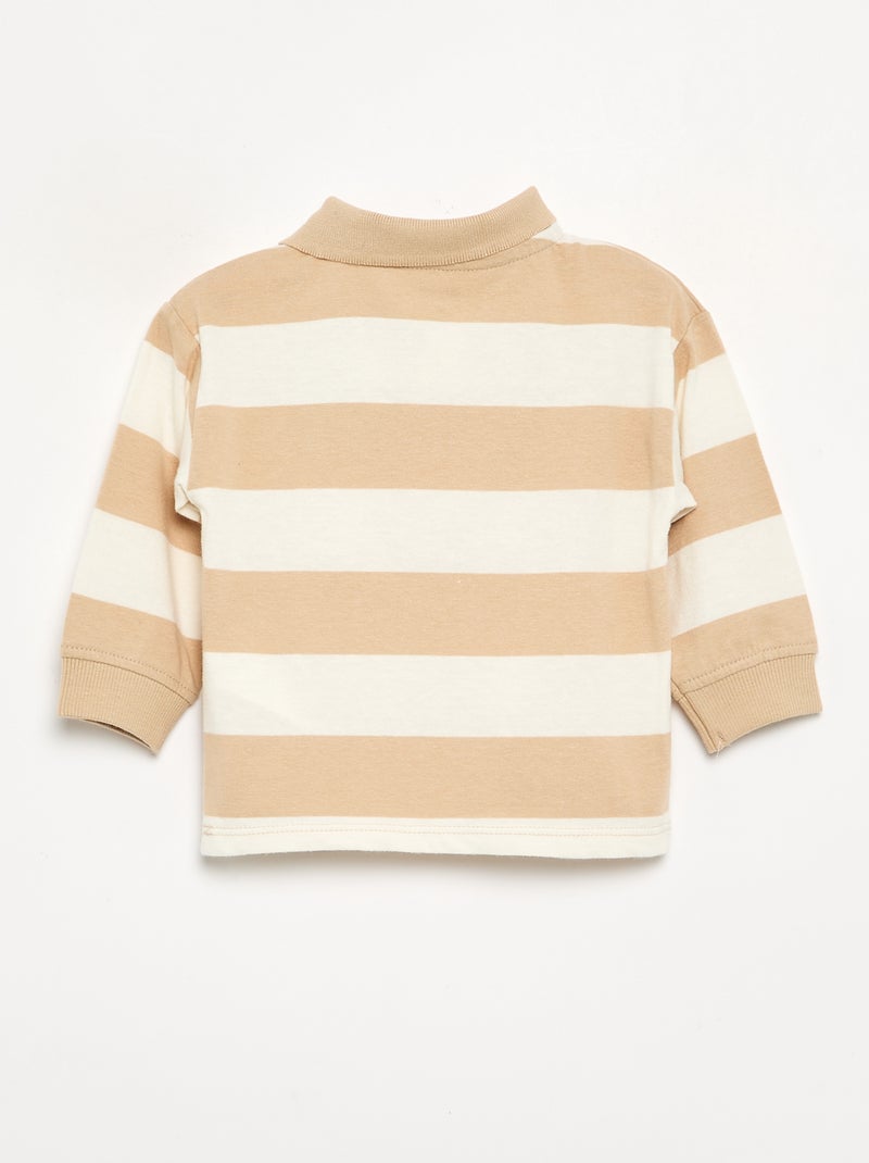 Gestreepte polo van katoenen jerseytricot Biege - Kiabi