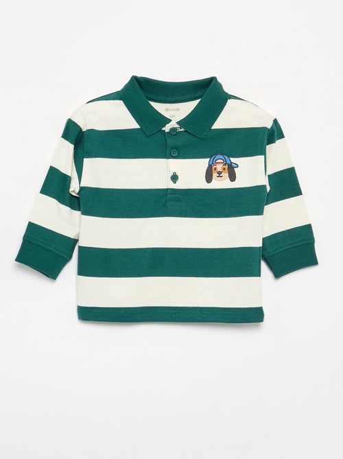 Gestreepte polo van katoenen jerseytricot - Kiabi