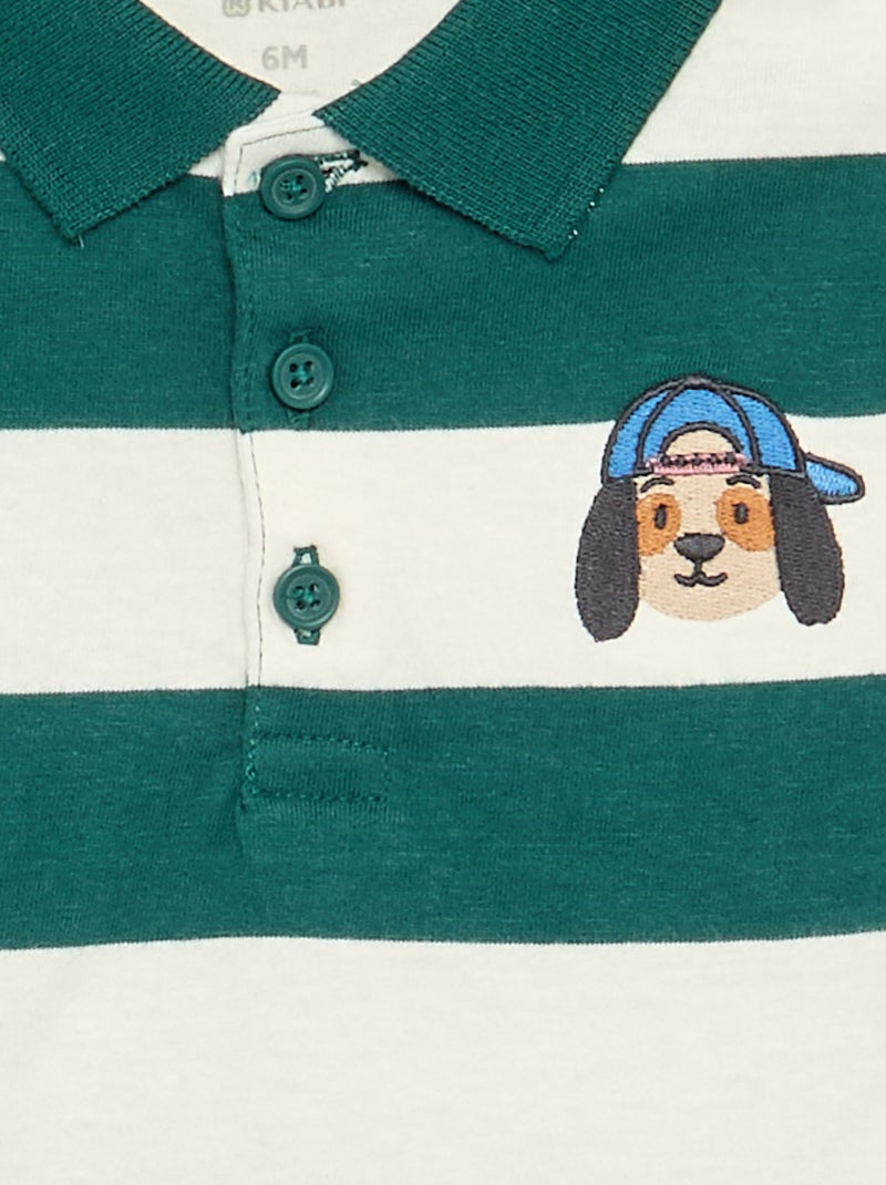 Gestreepte polo van katoenen jerseytricot Groen - Kiabi