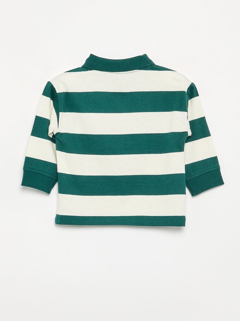 Gestreepte polo van katoenen jerseytricot Groen - Kiabi