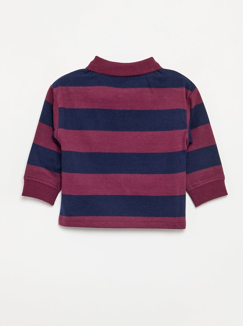 Gestreepte polo van katoenen jerseytricot Rood - Kiabi