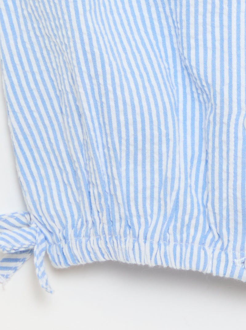 Gestreepte popeline blouse met Peter Pan-kraag Blauw - Kiabi