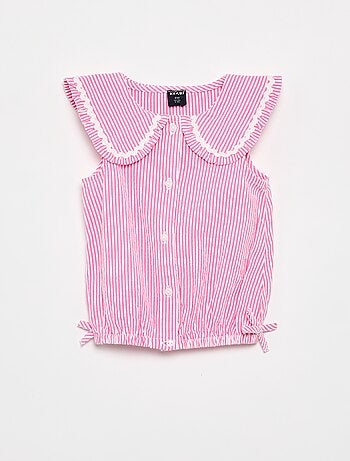 Gestreepte popeline blouse met Peter Pan-kraag