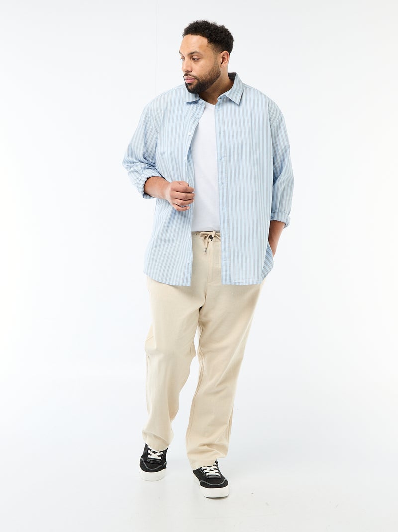 Gestreepte poplin blouse Blauw - Kiabi