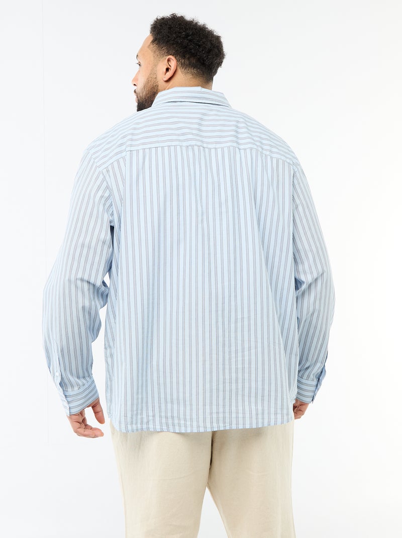 Gestreepte poplin blouse Blauw - Kiabi