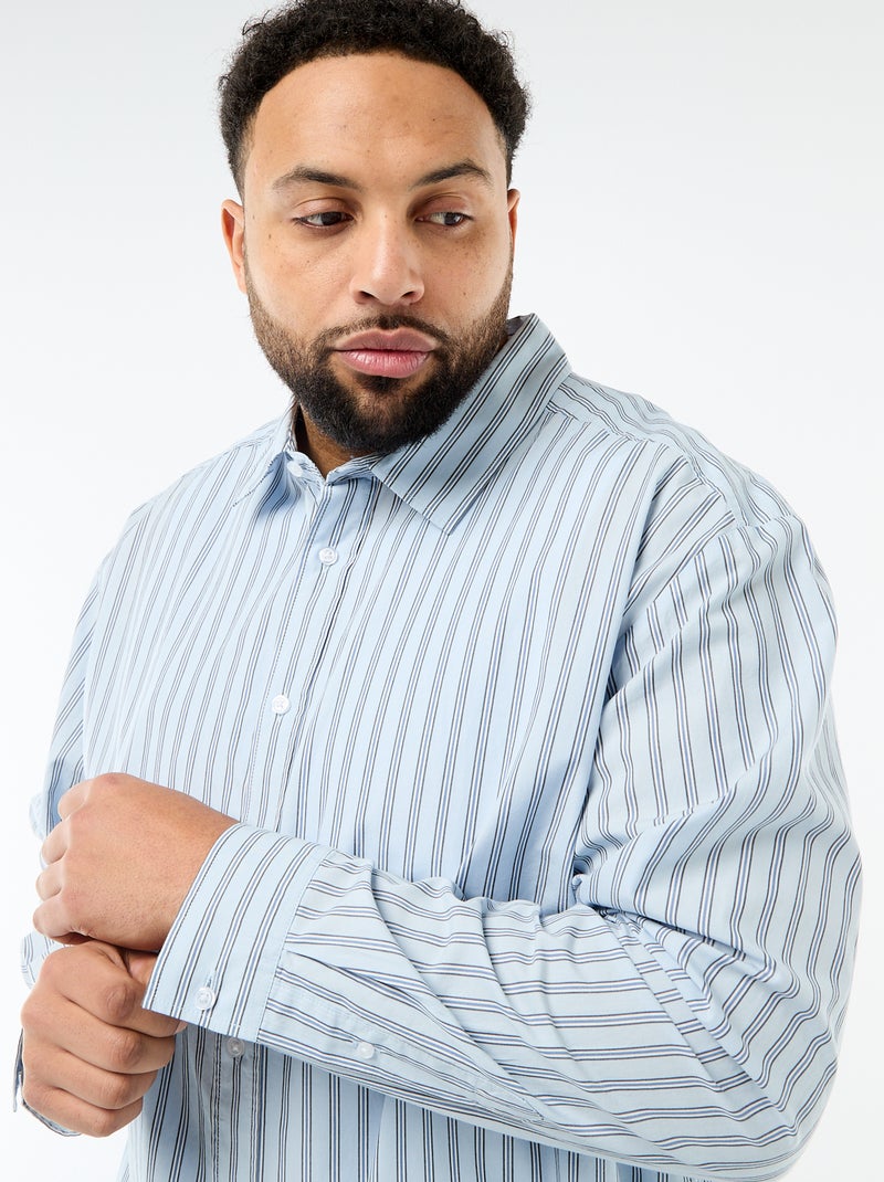 Gestreepte poplin blouse Blauw - Kiabi