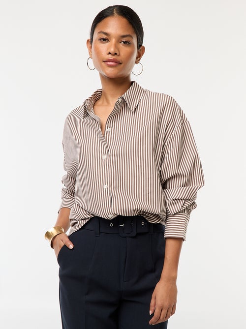 Gestreepte poplin blouse - Kiabi