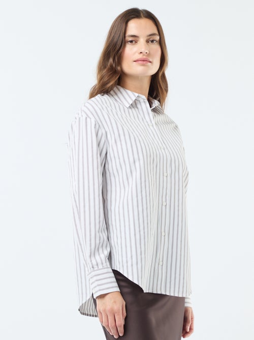 Gestreepte poplin blouse - Kiabi
