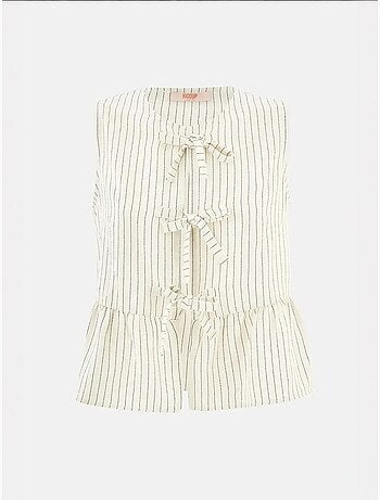 Gestreepte ronde hals blouse zonder mouwen