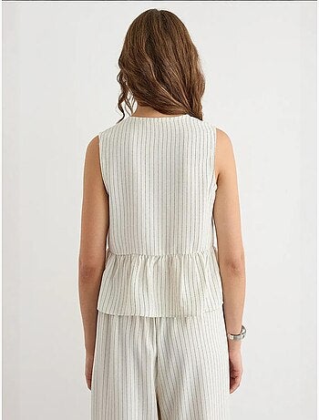 Gestreepte ronde hals blouse zonder mouwen
