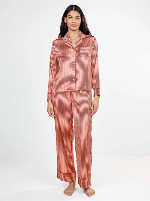Gestreepte satijnen pyjama overhemd - Kiabi Gestreepte satijnen pyjama overhemd - Kiabi