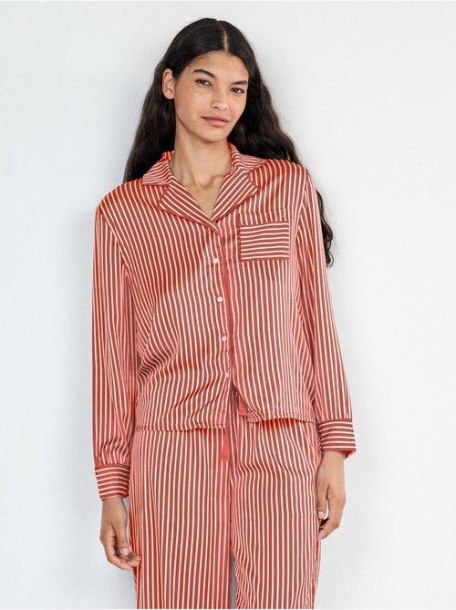 Gestreepte satijnen pyjama overhemd - Kiabi Gestreepte satijnen pyjama overhemd - Kiabi