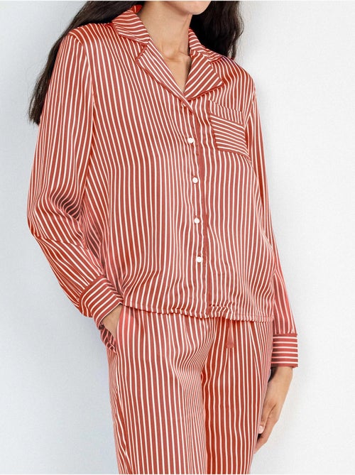 Gestreepte satijnen pyjama overhemd - Kiabi Gestreepte satijnen pyjama overhemd - Kiabi