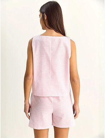 Gestreepte seersucker blouse- en shortset lucci