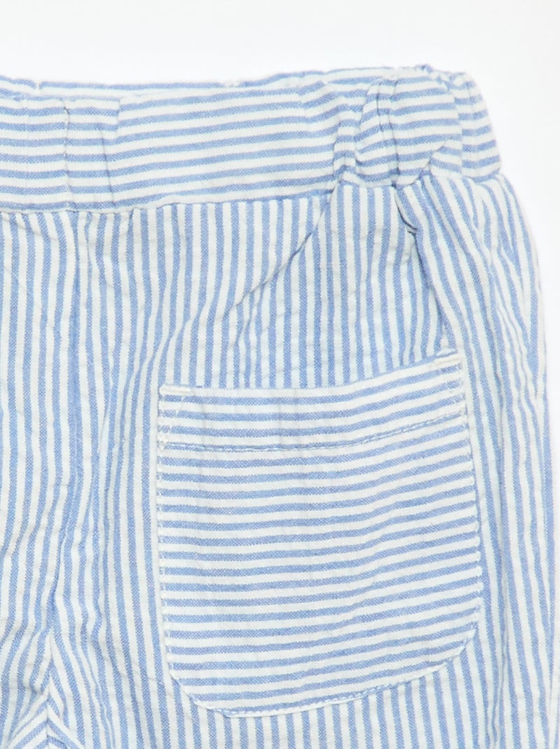 Gestreepte seersuckerbroek Blauw - Kiabi