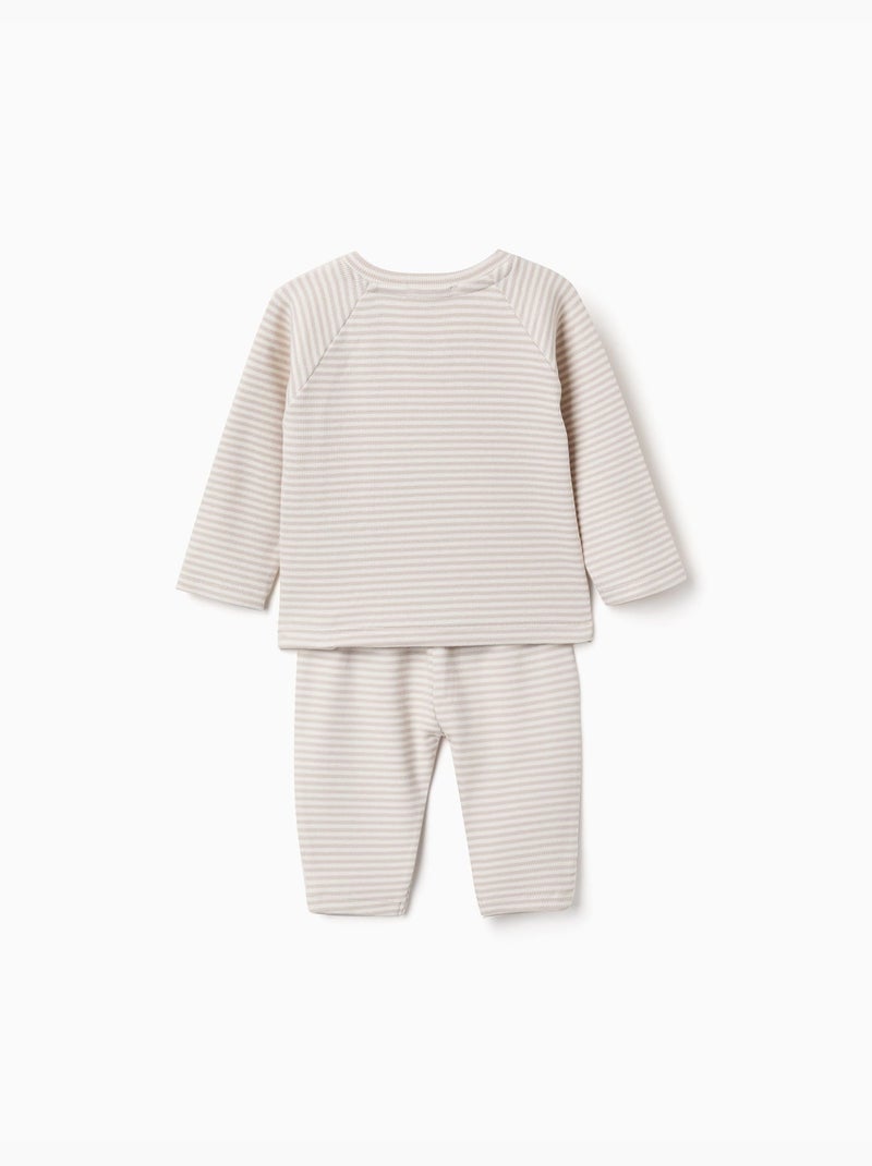 Gestreepte set met lange mouwen top en broek Wit - Kiabi