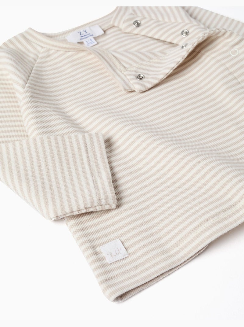 Gestreepte set met lange mouwen top en broek Wit - Kiabi