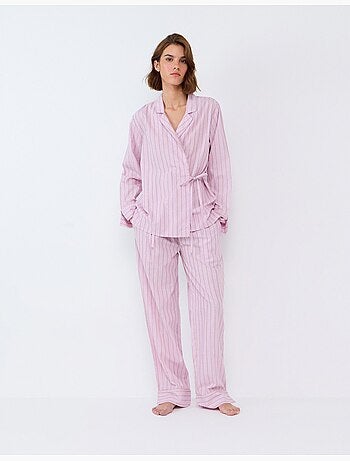 Gestreepte shirt pyjama, mo fashion