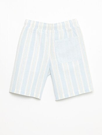 Gestreepte short met elastische taille van linnen en katoen