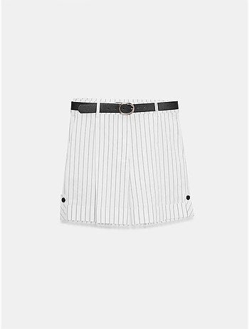 Gestreepte short met hoge taille en ceintuur dilvin