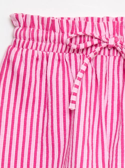 Gestreepte short van gekreukte stof - Kiabi