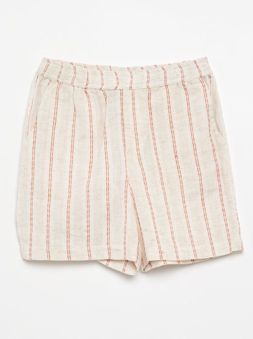 Gestreepte short van linnenmix - Kiabi