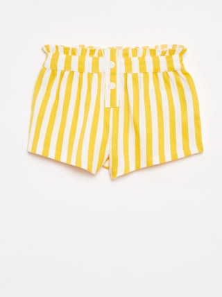 Gestreepte short van textuurtricot