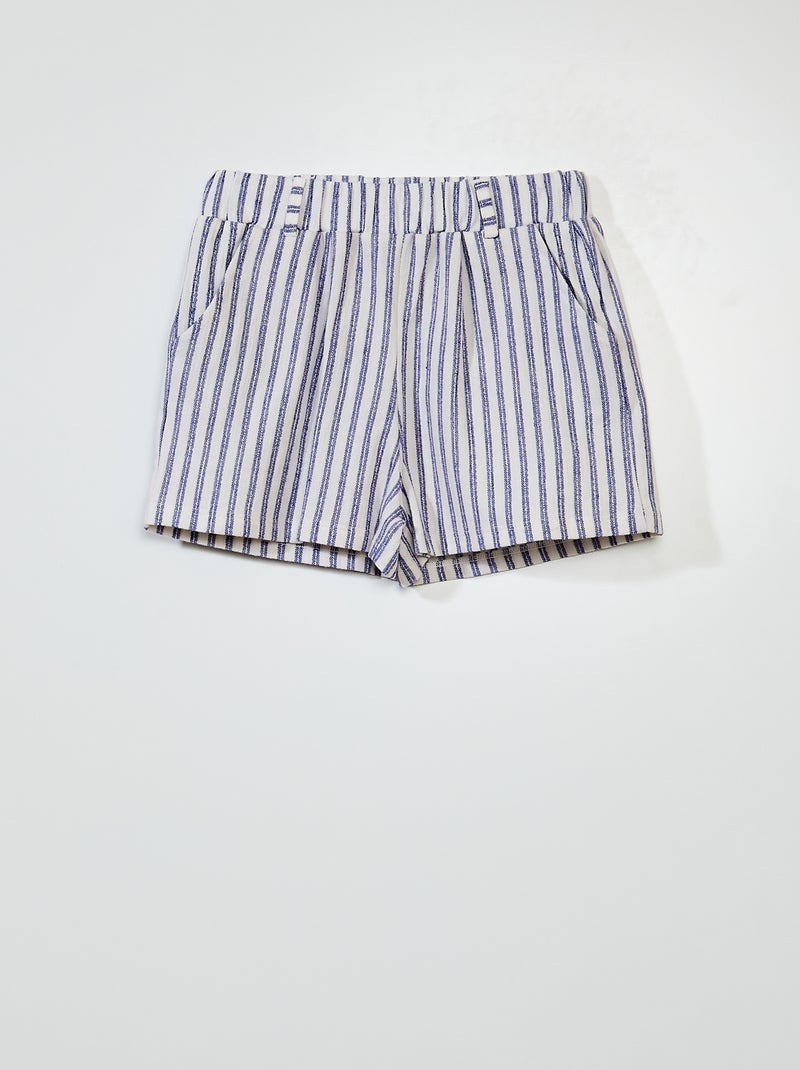 Gestreepte short van tricot BLAUW - Kiabi