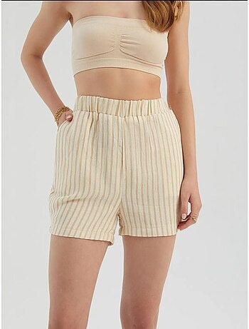 Gestreepte shorts met hoge taille en elastische taille