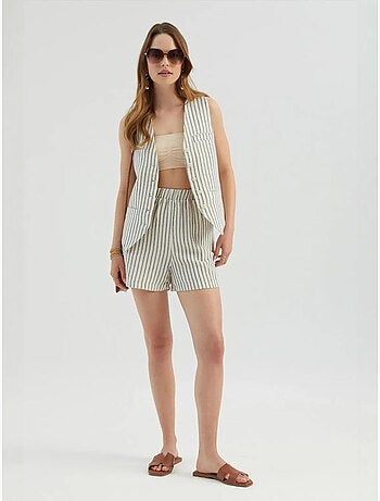 Gestreepte shorts met hoge taille en elastische taille