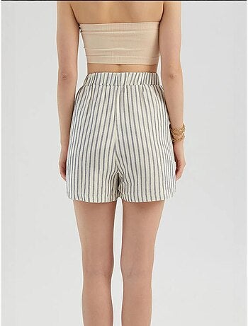 Gestreepte shorts met hoge taille en elastische taille