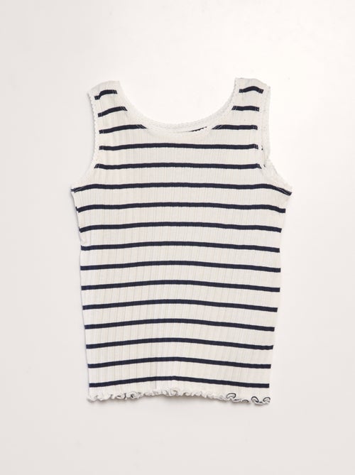 Gestreepte singlet met ribbeltextuur - Kiabi