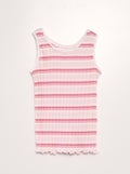 Gestreepte singlet met ribbeltextuur WIT - Kiabi