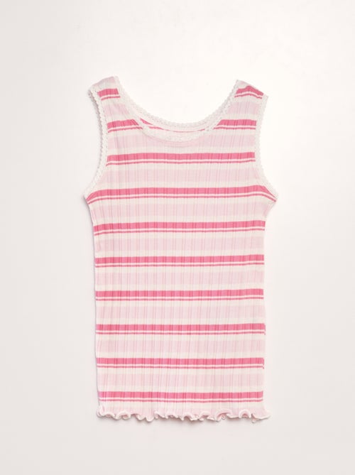Gestreepte singlet met ribbeltextuur - Kiabi