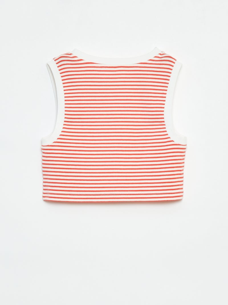 Gestreepte singlet met smal ribbeltje Rood - Kiabi