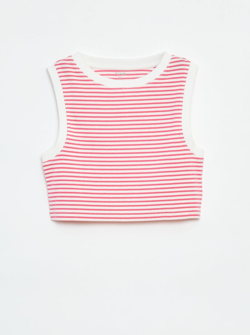 Gestreepte singlet met smal ribbeltje Rose - Kiabi
