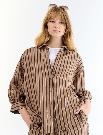 Gestreepte soepele blouse met ballonmouwen