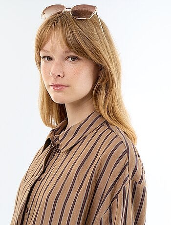 Gestreepte soepele blouse met ballonmouwen