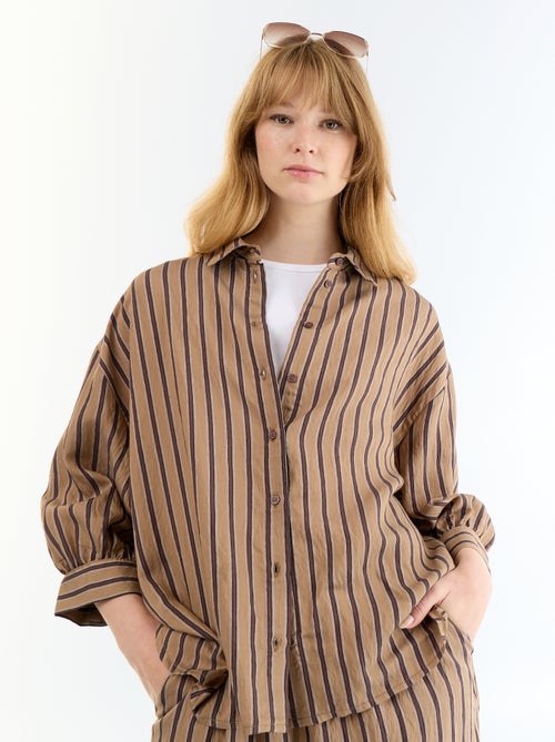 Gestreepte soepele blouse met ballonmouwen - Kiabi